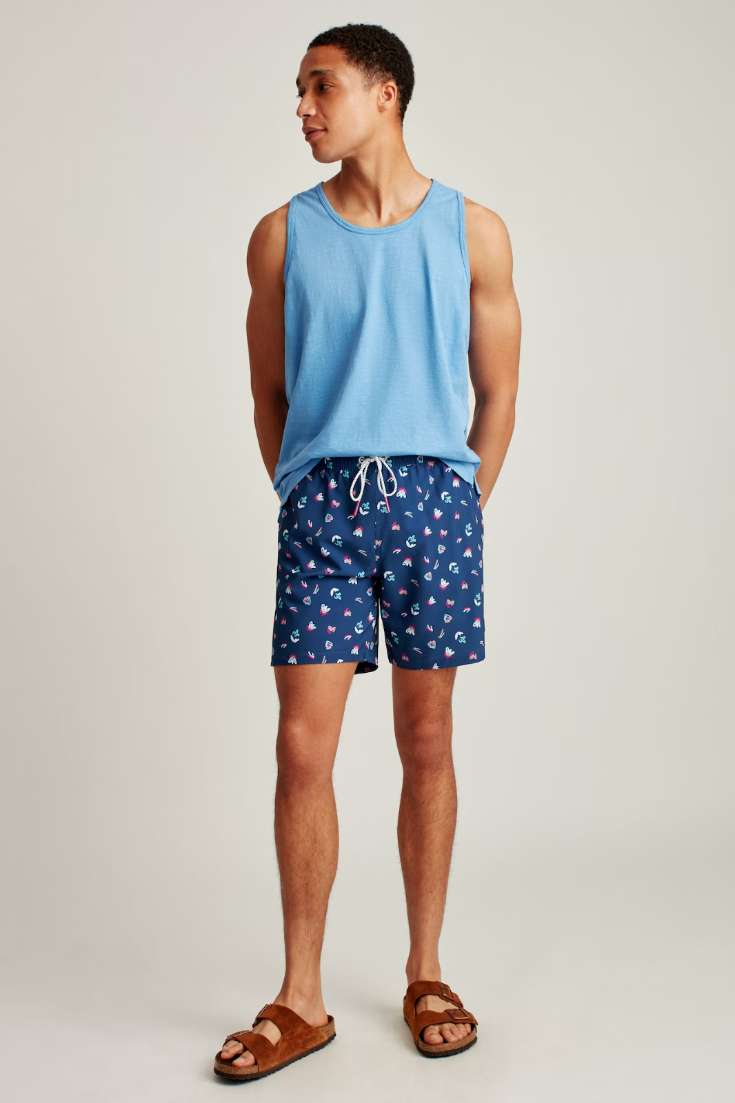 Petit Lem Starfish Print On Riviera Blue Swim Trunks