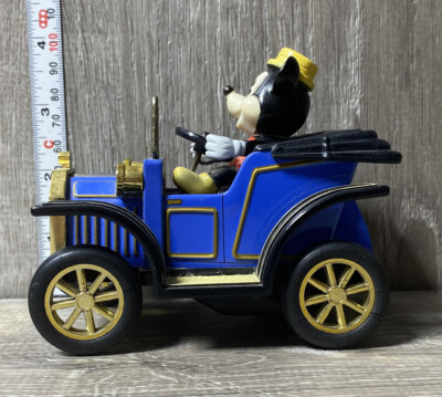 Vintage 1981 Walt Disney Mickey Mouse Blue 1908 Lever Toy Car Tin