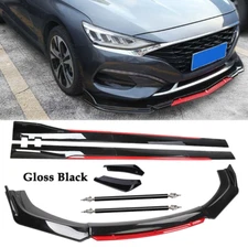 For Hyundai Elantra Front Bumper Lip Spoiler Splitter Side Skirt Glossy Black
