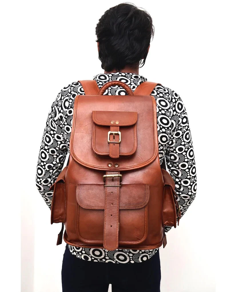 Awarded Leather Comman Bag Laptop Vintage Genuine Brown Goat Travel Men's New