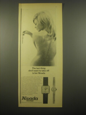 1966 Nivada Watches Ad - The last thing she'll want to take off is her Nivada