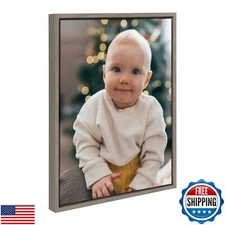 Kate and Laurel Custom Printed Framed Canvas Wall Art, 18x24 Gray, Sylvie Per