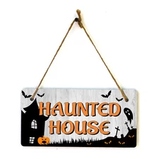 Haunted House 5x10 Hanging Plus Wall or Door Sign