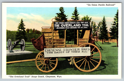 c1930s Union Pacific Railroad Stage Coach Cheyenne Wyoming Vintage Postcard