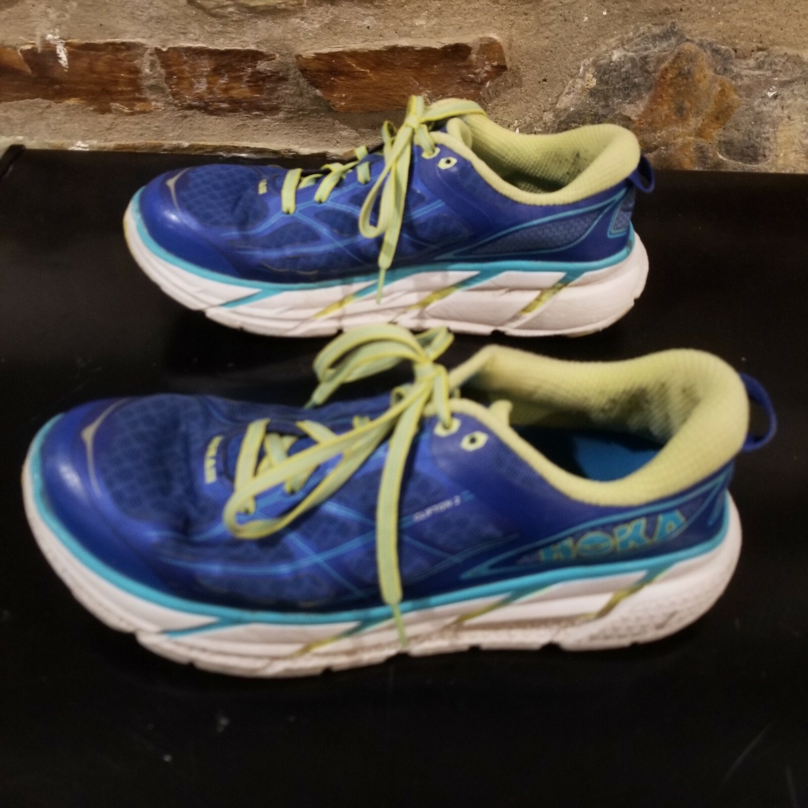 Hoka One One Clifton 2 Running Shoes Women’s Size 10 Blue Yellow thumbnail 4
