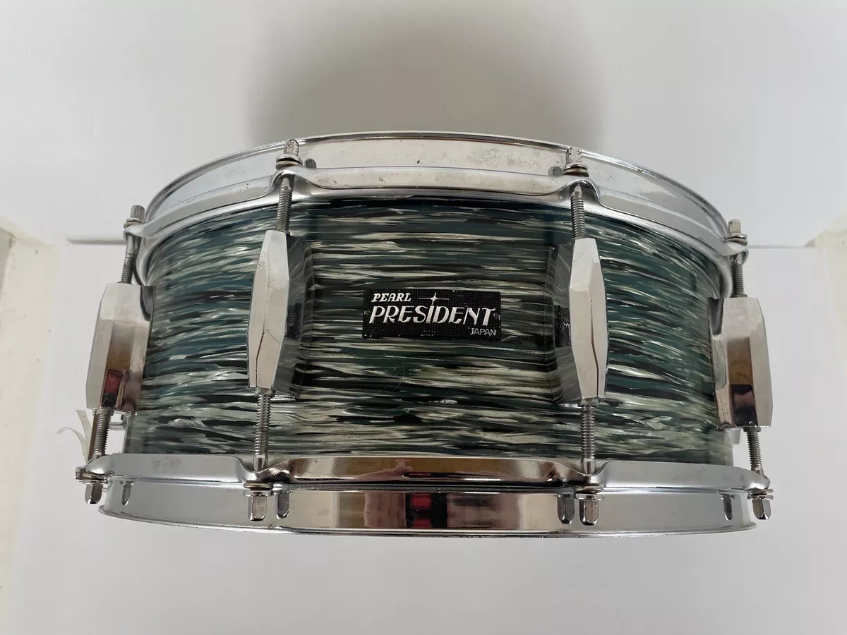 Vintage PEARL President Snare Drum Green Ripple 10 Lug Casing 14