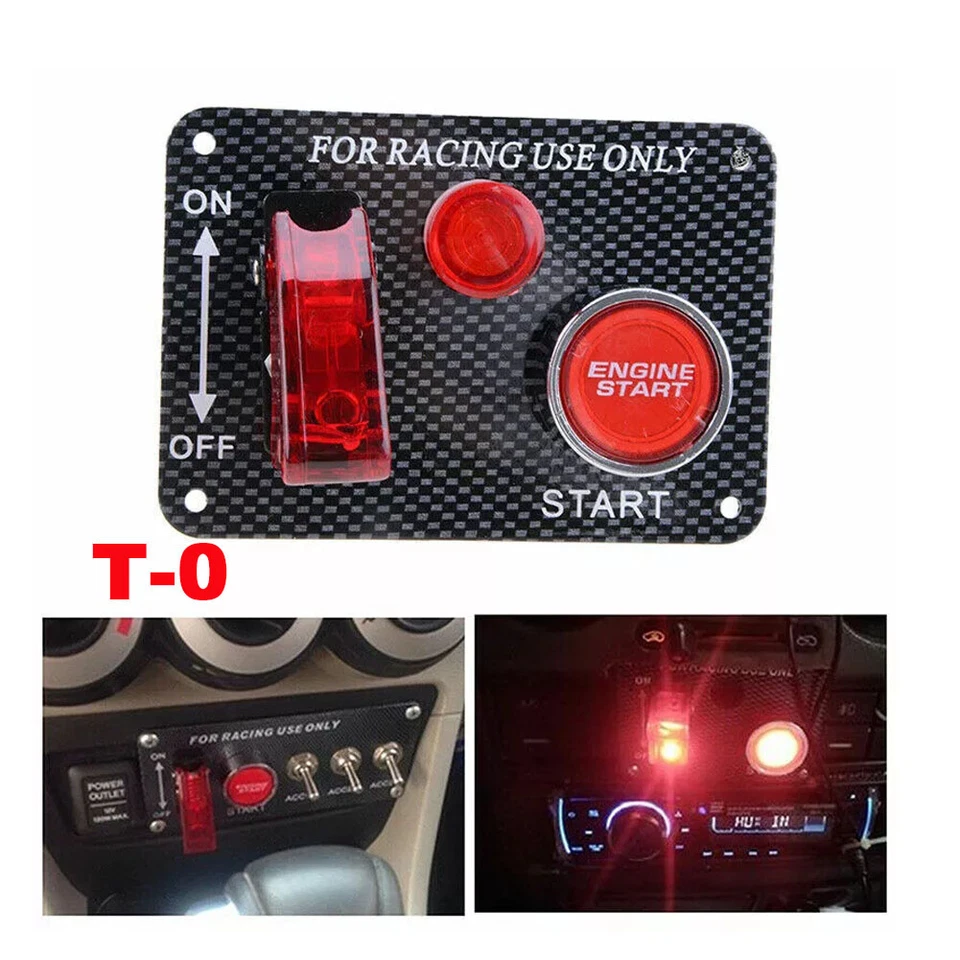 Panel de interruptor de encendido LED de 12 V para botón de arranque del motor del coche de carreras Foto 2 de 4