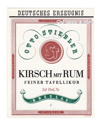 x7307 WROCLAW - Wrocław Otto Stiebler CHERRY WITH RUM label liqueur label