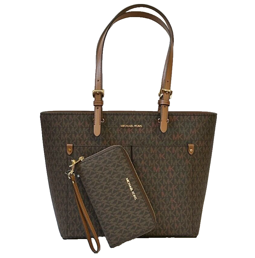 MICHAEL KORS JET SET MD DOUBLE POCKET TOTE SHOULDER BAG WALLET