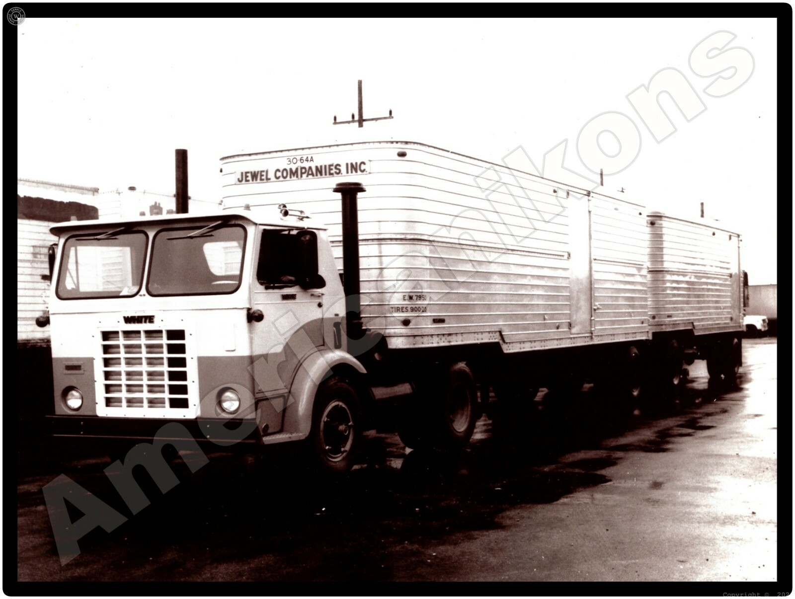 White Trucks New Metal Sign: White COE, Jewel Companies Tractor Trailer Tandem