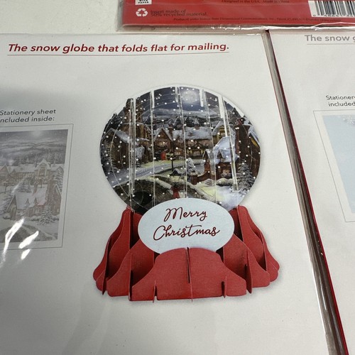 Pop up Snow globe Greetings (Set of 3) NEW Village/Snowflake /Yeti Glitter Fancy - Picture 10 of 19