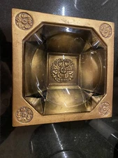 Vtg Gold Gilt Ceramic Ashtray With Glass Insert