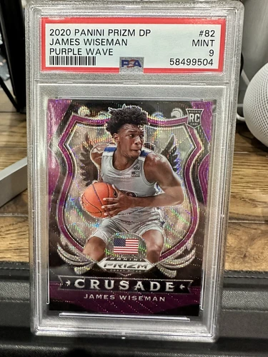 2020 panini prizm draft picks James Wiseman Crusade purple wave #82 PSA 9