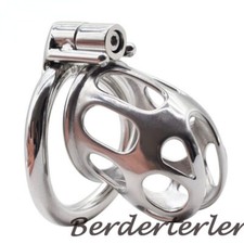 Stainless Steel Cobra Cage Male Chastity Device Men Mamba Lock Anti Off Ring