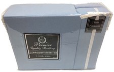 Queen Sheets Set 6 Piece Sky Blue Soft Microfiber Flat Fitted 4 Pillowcases NEW