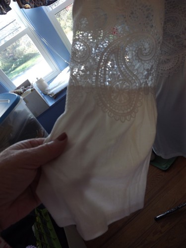 NEW SPENSE white lace TOP size medium RET58 NWT BELL SLEEVES - Picture 5 of 12