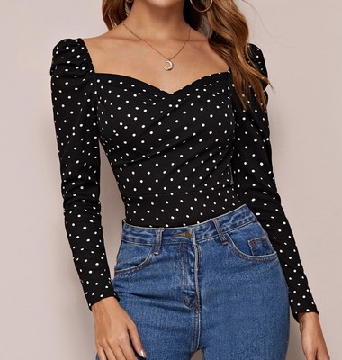 white polka dot t shirt
