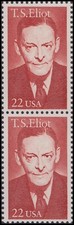 US 2239 Literary Arts T S Eliot 22c vert pair MNH 1986