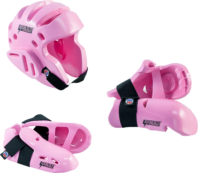 PROFORCE Lightning Pink Karate Taekwondo Sparring Gear Set Package Deal Child and Adult