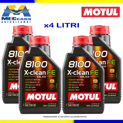 4 L MOTUL 5W30 X-CLEAN FE OLIO MOTORE SINTETICO ACEA C2 C3 RN17 PSA B71 2290 MB
