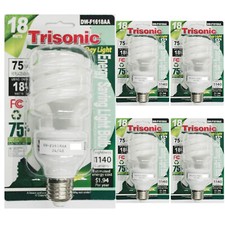 5 pack Daylight Bulb Light 18 W Energy 75 Watt Output White Compact Fluorescent