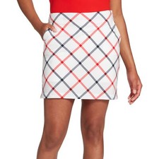 Lady Hagen USA 17" Windowpane Plaid Golf Skort Women's 16 White Red Pickleball