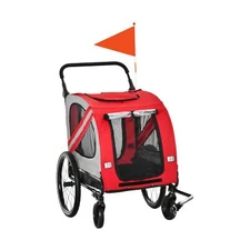 Aosom Dog Bike Trailer 2-in-1 Pet Stroller Cart Bicycle Wagon Cargo Carrier A...