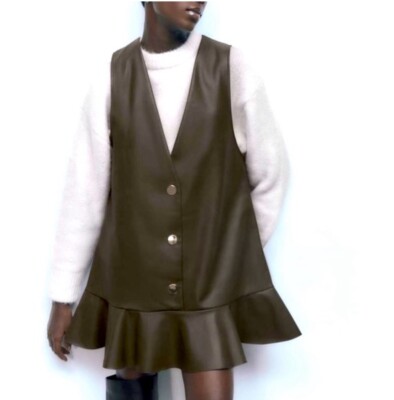 Zara New Forest Green pinafore dress size XS | eBay