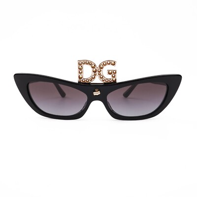 DOLCE & GABBANA DG4334B DG CIAO Crystal Cat Eye Sunglasses Black