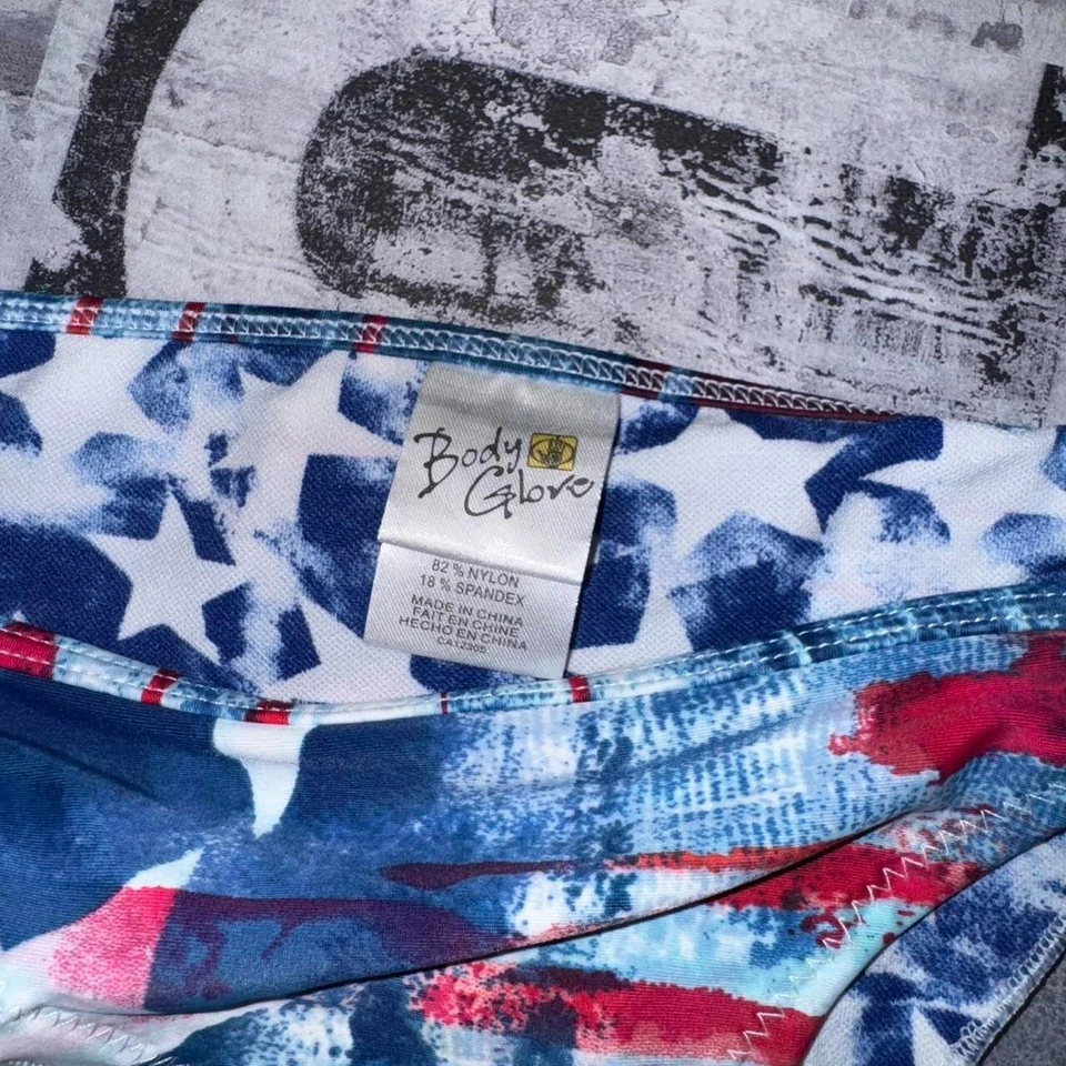 New Vintage Y2k BODY GLOVE Fringe 4th Stars and Stripes Swimsuit Bikini S/L - Image 4 of 4