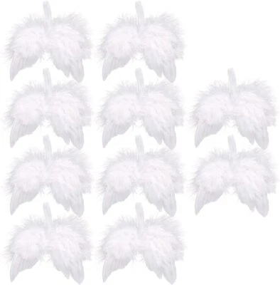 White Angel Wings Christmas Feather Baubles Xmas Tree Hanging Ornament Decor