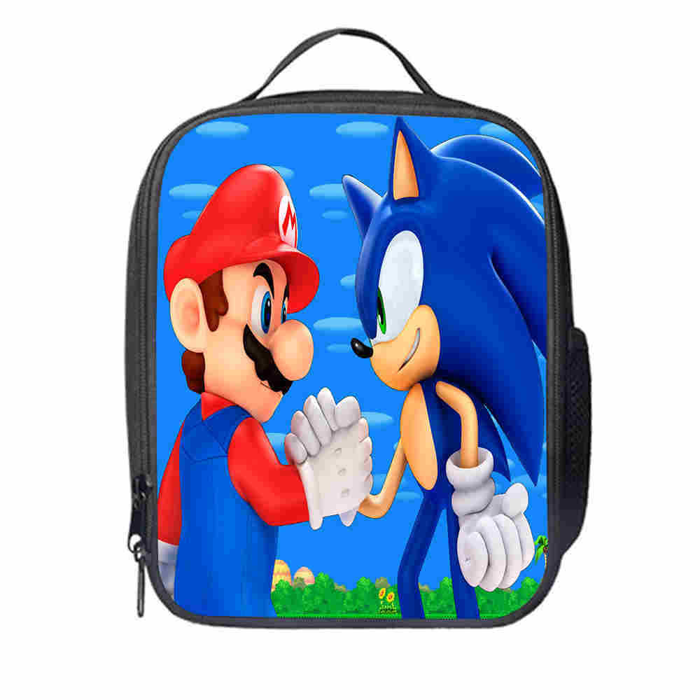 Kids Super Mario Sonic Insulated Lunch Box Bags School Picnic Snack