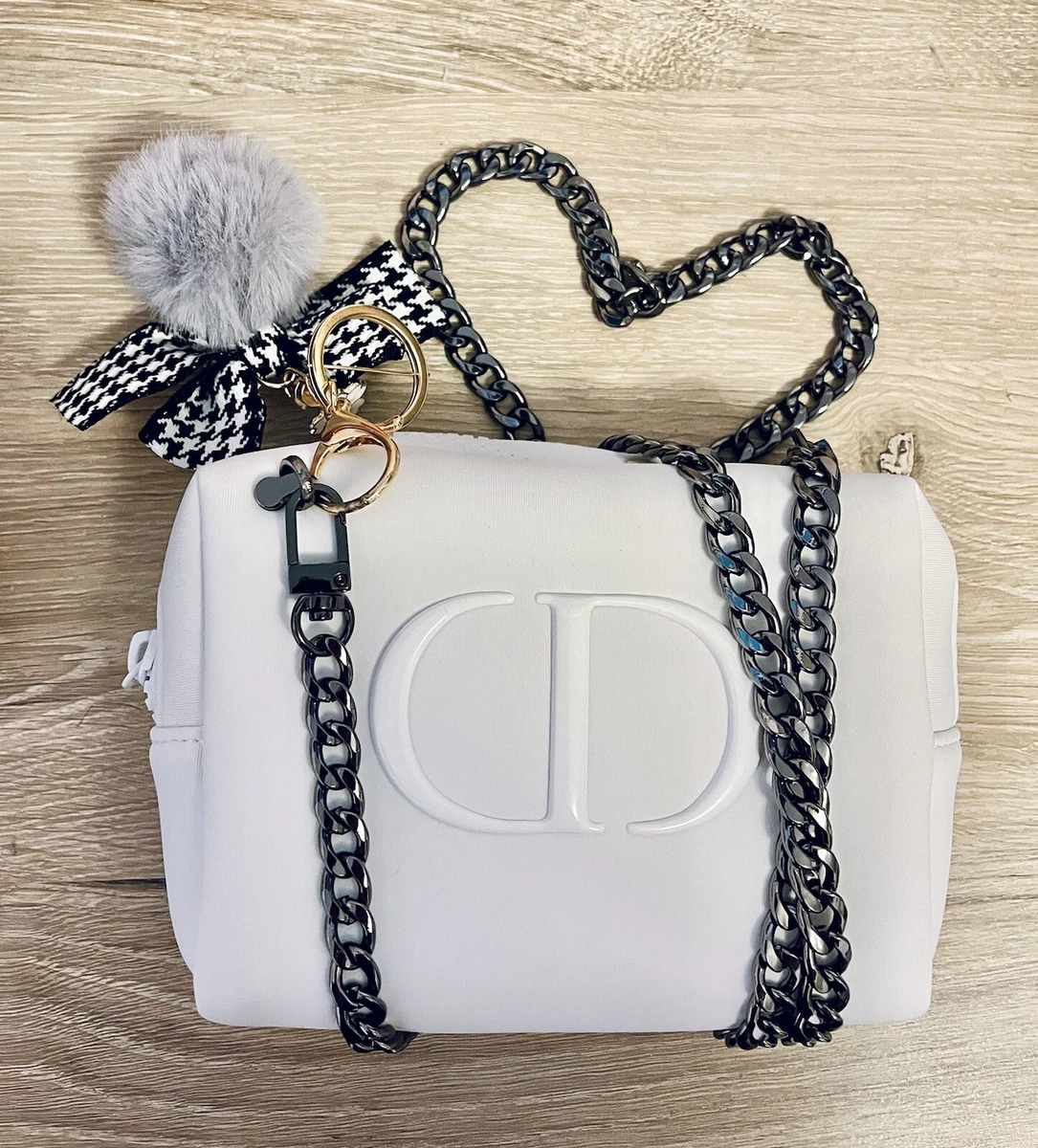 DIOR Crossbody White & Black ChainPurse Evening Bag Clutch cosmetic beauty  pouch