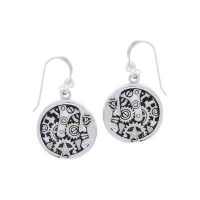 Steampunk Mond Ohrringe 925 Sterling Silber feiner himmlischer Mondschmuck