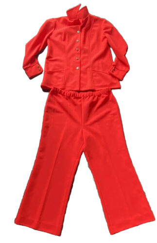 Pantaloni rossi vintage da donna Sears 2 pezzi anni '70 tuta elettrica taglia 20 - Foto 1 di 13