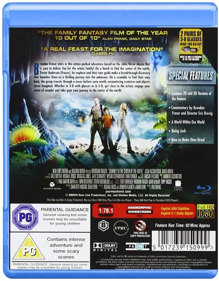 JOURNEY TO THE CENTRE OF THE EARTH Blu-ray Brendan Fraser Brand New Sealed UK R2 - Image 2 of 2