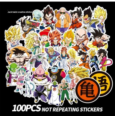 Goku Sticker Chart 100Pc Anime Dragon Ball Z Super Saiyan Goku Vegeta Piccolo Pan Bulma ...