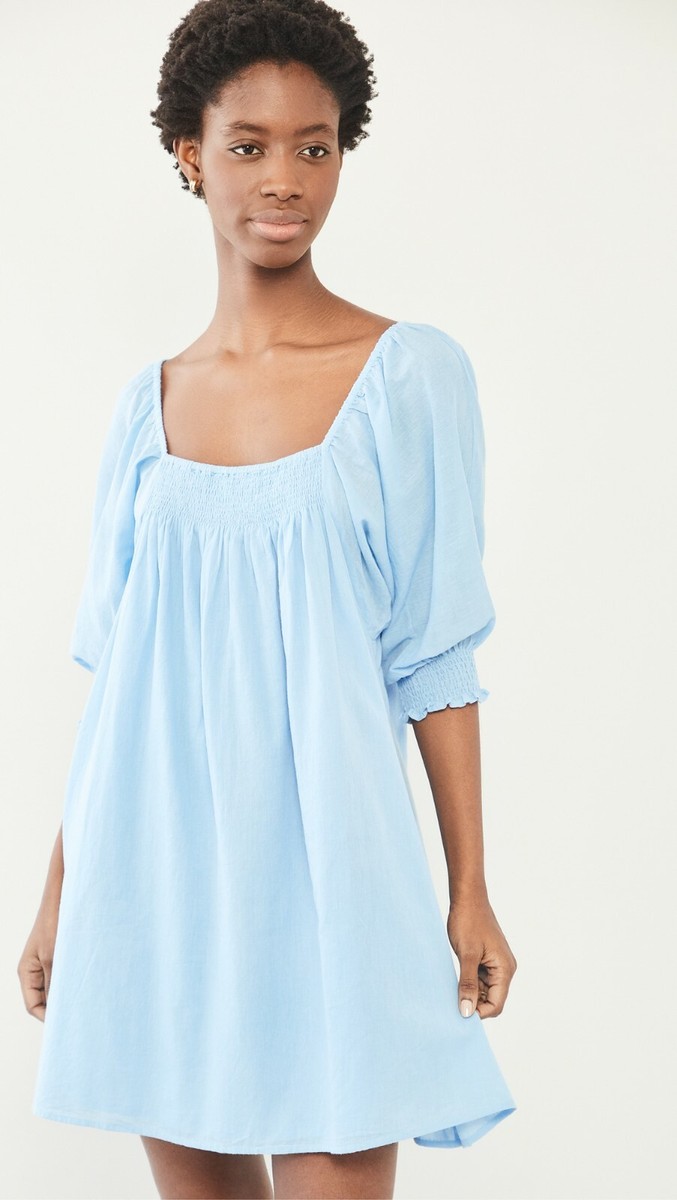 apiece apart blue dress Inacea Honbria Young Woman in Long Size:15 US Content + Care