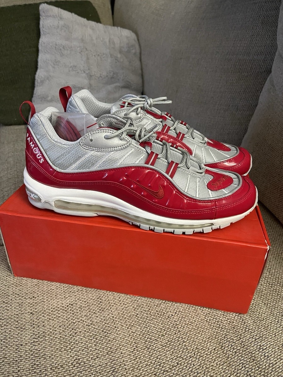 スニーカー SUPREME X NIKE Air Max 98 \"Varsity Red\" SS 16 2016 Nike Air Max 98 x Supreme Varsity Red 2016 (844694-600