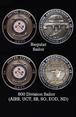 ~ USS Arizona ~ Ship 14 ~ US Navy Recruit Training Command Challenge Coin ~