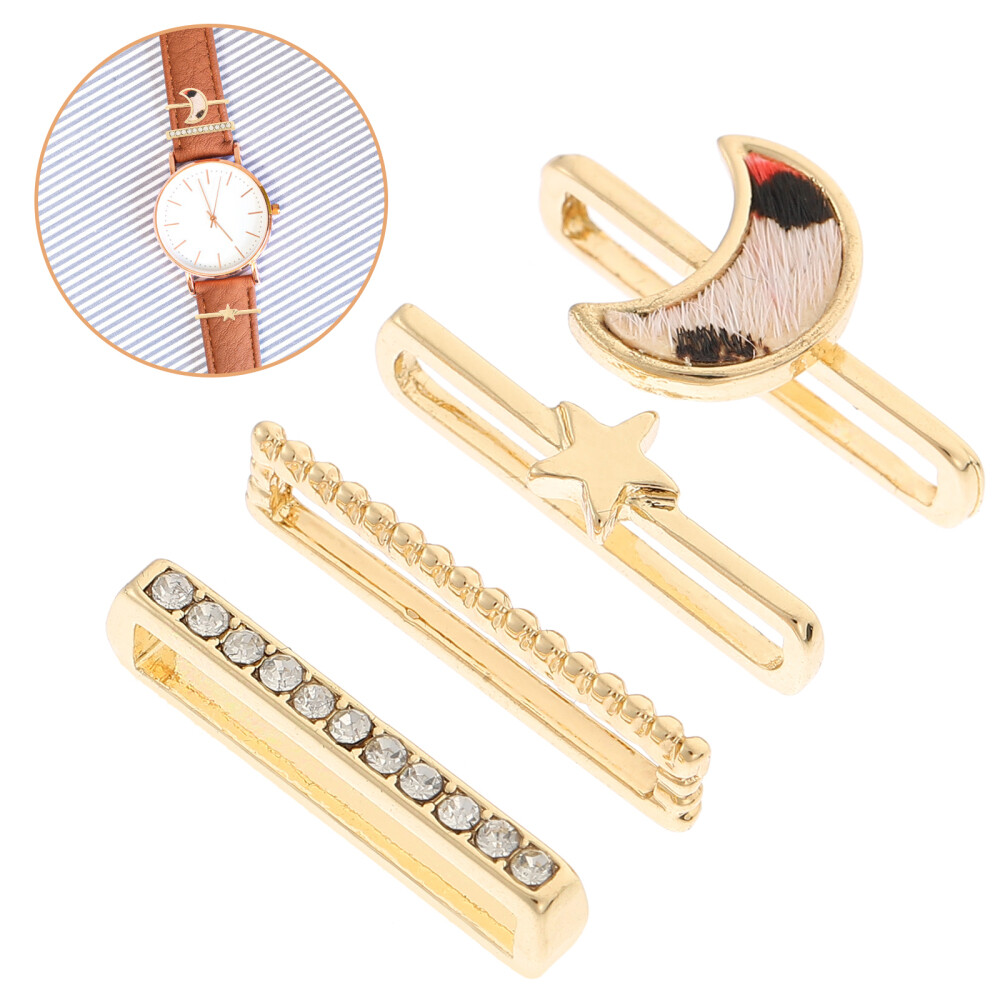 4pcs Watch Charms Decorative Rings Replacement Strap Charms Watch Silicone Band