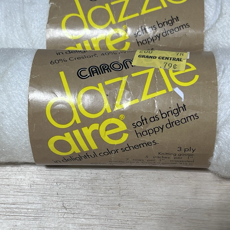 Vintage Baby Yarn CARON DAZZLE AIRE 2701 White Lot of 3 Soft Fuzzy