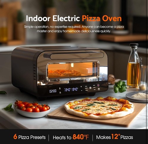 Cobuy Indoor & Outdoor Countertop Pizza Oven, 1700W Pizza Maker with 6 Presets - Picture 7 of 9