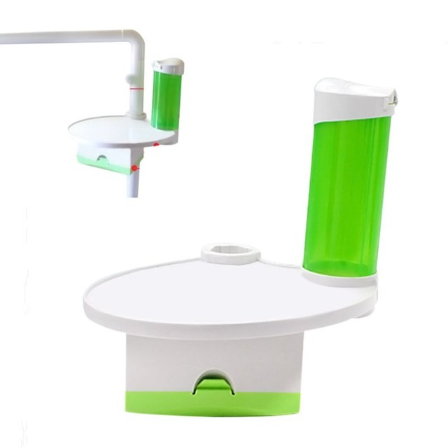 3in1 Cup Storage Holder with Tissue Box + Tray Plate Green for Dental