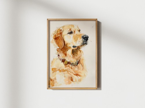 Golden Dog Gaze 5"x7" Print on Matte Paper | Loyal Retriever Watercolor Portrait - Picture 4 of 18