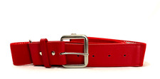 Womens Belt Red Elastic Band Silver Buckle 1.5" Wide 28" to 60" Long Adjustable