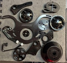 Chevy Bbc 454 Aluminum Complete Serpentine Engine Pulley Kit Black