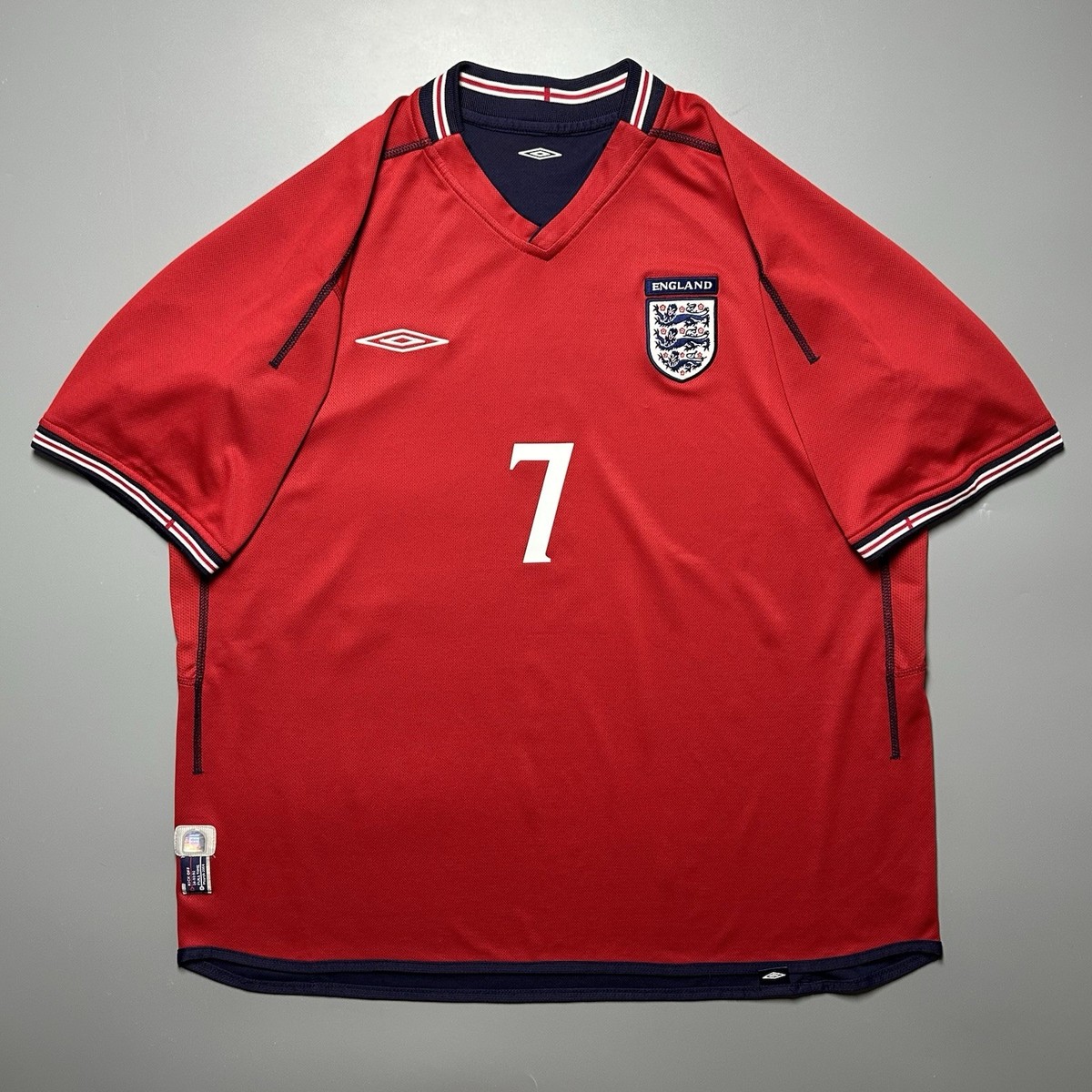 ENGLAND UMBRO 2002 WORLD CUP FOOTBALL SOCCER AWAY JERSEY #7