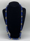 13k Yellow Gold Lapis Lazuli Vintage Beaded Necklace 98.1g — photo 1