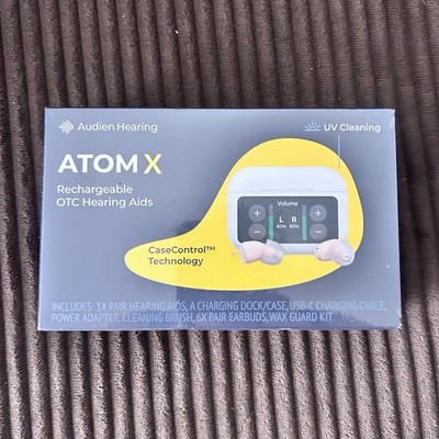 Audien Hearing ATOM X CIC Rechargeable Hearing Aids UV Case Beige